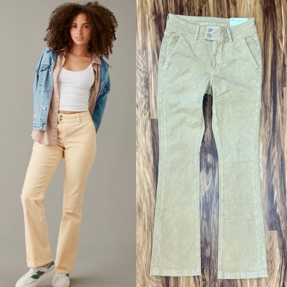 American Eagle Kick Stretch Mid Rise Corduroy Pants Size -- 6 Long